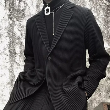 Issey Miyake Homme Plisse, плиссированная ткань, мужская складка, ощущение свободного покроя, Универсальный простой костюм, свободное пальто