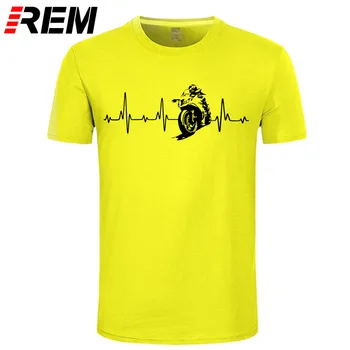 Горячая распродажа модной футболки с сердцебиением мотоцикла / цикла / байкера. Футболка с современными велосипедами.