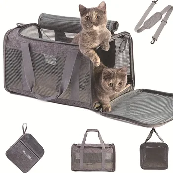Сумки для переноски кошек, портативная дышащая складная сумка для домашних животных, сумка для щенка и котенка для путешествий, на молнии безопасности