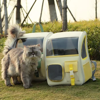 Большая вместительная переноска для кошки, Прозрачное окно, Кошачий рюкзак, Удобная вентиляция, Кошачья корзина, Удобная клетка для кошек для путешествий