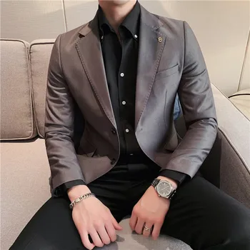 2023 Новая мужская мода Удобная Корейская версия повседневного делового джентльмена Свадебное платье в итальянском стиле Профессиональный Блейзер