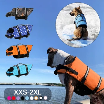 Спасательный жилет для собак, спасательный жилет, защитный купальник со светоотражающими полосками / Регулируемый ремень, Собаки для плавания и катания на лодках