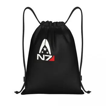 Сумки на шнурке с логотипом Mass Effect N7 на заказ Для мужчин и женщин, легкий рюкзак для хранения военных видеоигр Alliance, спортзала
