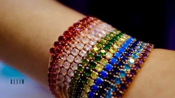Разноцветный бриллиантовый браслет с многоцветным бриллиантовым покрытием Весенне-летний женский простой браслет с бриллиантами