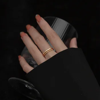 Маленькое тонкое кольцо на палец из стерлингового серебра LAVIFAM 925 пробы для женщин, женские простые открытые кольца с двойной линией скручивания, ювелирные изделия