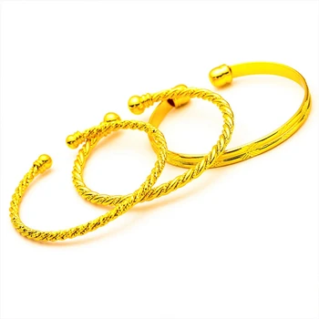 Простой стиль, женский браслет-манжета, витой резной браслет из желтого золота 18 карат, модные украшения, подарки, открытые браслеты