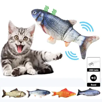 Кошачья мята кошка игрушка форма рыбы реалистичный интерактивный питомец жевательная игрушка для кошек Рыбка шевелится электрические кот игрушки укус устойчивостью зоотоваров 