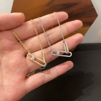 Ожерелья с подвесками на скрепках Uilz для женщин, циркониевые геометрические цепочки, креативные изысканные украшения для помолвки