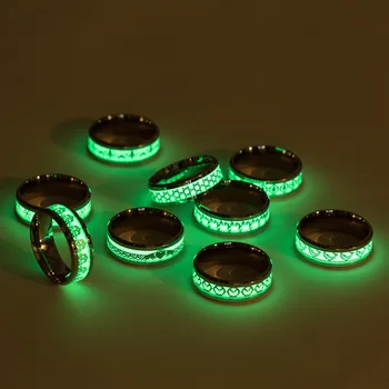 Светящееся в темноте кольцо с ночным светом зеленого цвета для молодых людей, личные украшения, аксессуары для пальцев, подставка для пальцев из нержавеющей стали