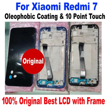 Оригинальный лучший IPS ЖК-дисплей с 10-точечной сенсорной панелью, Дигитайзер экрана в сборе, стеклянный датчик с рамкой для Xiaomi Redmi 7 Redmi7