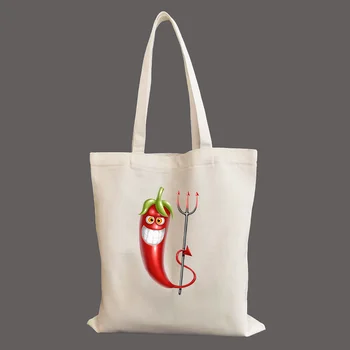 Sayur cabai fashion graphic Персонализированная холщовая сумка на заказ, хозяйственная сумка, индивидуальная сумка-тоут большой емкости, женская холщовая сумка