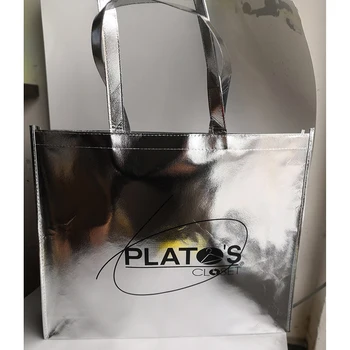 500шт металлических ламинированных нетканых хозяйственных сумок с пользовательским логотипом, напечатанным для подарков/продвижения по службе