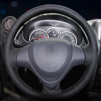 Чехол на руль автомобиля из черной искусственной кожи для Suzuki Jimny 2015 2016 2017 2018