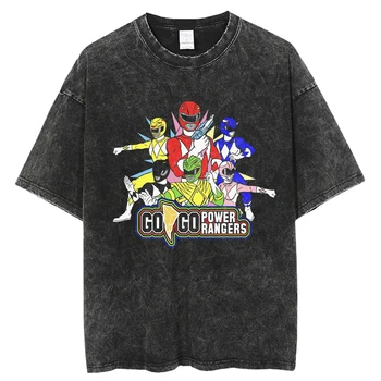 Футболка из японского аниме серии Super Sentai с принтом, футболка оверсайз, модные футболки в стиле хип-хоп, уличная одежда, повседневные топы унисекс