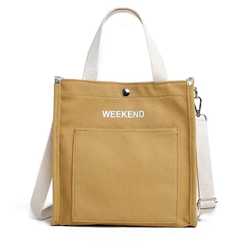 Женская парусиновая сумка-тоут для девочек, повседневная сумка через плечо, сумочка с верхней ручкой, сумка для выходных, прямая поставка