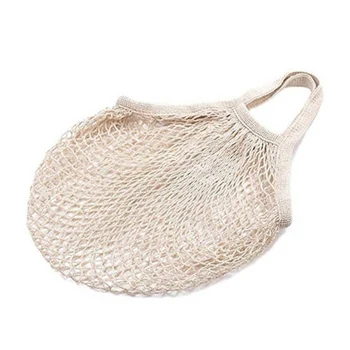 Многоразовая хлопчатобумажная сетчатая хозяйственная сумка на шнурке, портативная складная сумка для фруктов и овощей для женщин, сумки-тоут для бакалеи