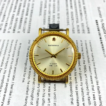 Оригинальные механические часы с желтым циферблатом от бренда Shanghai Gem Flower, диаметром 36 мм