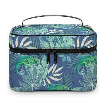 Косметичка с индивидуальным рисунком, зеленая сумка для мытья с принтом джунглей, женская многофункциональная косметичка, органайзер для туалетных принадлежностей, сумка для хранения