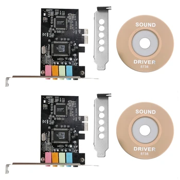 2X Звуковая карта Pcie 5.1, аудиокарта объемного 3D-звучания PCI Express для ПК с высокой производительностью прямого звука и низким уровнем шума
