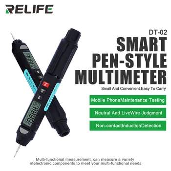 RELIFE DT-02 Цифровой мультиметр с ручкой, тестер напряжения постоянного тока, умный мультиметр-вольтметр NCV для инструмента для ремонта мобильных телефонов