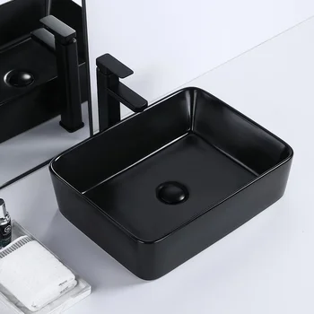 Раковина для сосуда Прямоугольная, раковина для ванной комнаты-19 “X15” прямоугольная раковина для раковины art basin, матовая черная раковина для чаши на столешнице,