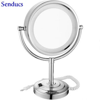 Senducs Led Хромированное Зеркало Для Ванны 3x Увеличивающее Зеркало С Качественным Латунным Зеркалом Для Ванной Комнаты Палуба 8,5-Дюймовых Косметических Зеркал Для Ванной Комнаты