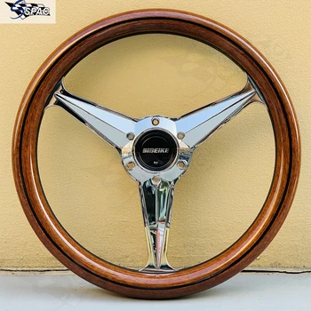 350-миллиметровое рулевое колесо SIBEIKE в стиле ретро с 3 спицами из дерева, руль из деревянной пленки, Рулевое колесо JDM Race, руль