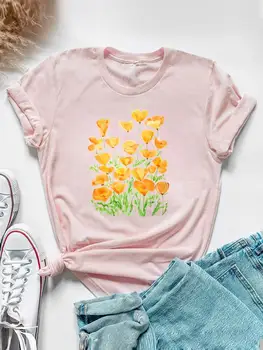 Милый цветок, одежда в стиле 90-х, футболка с коротким рукавом, Летняя футболка с графическим рисунком, женская модная повседневная женская футболка с принтом