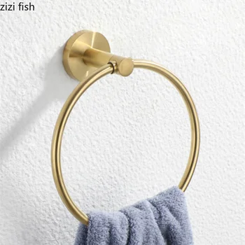 Золотое металлическое кольцо для полотенец Круглая Вешалка для полотенец Настенный стеллаж для хранения полотенец для рук Вешалка для полотенец Полка для ванной Комнаты Вешалка для пальто Организатор