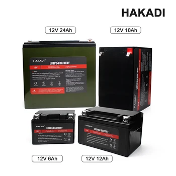 Аккумуляторная Батарея HAKADI 12V 6Ah 12Ah 18Ah 24Ah Lifepo4 С BMS Для Аварийного Питания Накопителя Солнечной Энергии RU Быстрая Доставка