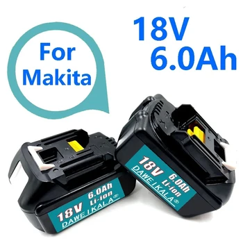 100% оригинальная аккумуляторная батарея электроинструмента Makita 18V 6.0Ah с заменой светодиодного зарядного устройства LXT BL1860B BL1860 BL1850
