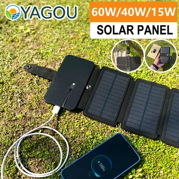 Складное Солнечное Зарядное Устройство YAGOU 5V USB Output Solar Panel Cell Battery Устройства Быстрой Зарядки Портативных для Смартфона 15 Вт/40 Вт/60 Вт