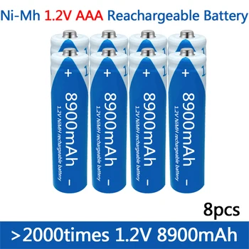 высококачественный AAA1.2V 8900 мАч 100% Перезаряжаемый NI-MH аккумулятор AAA 1.2 В 8900 мАч, фонарик, игрушечные часы NI-MH аккумулятор + бесплатная доставка