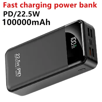 100000 мач power bank с 22,5 Вт pd быстрой зарядкой powerbank портативное зарядное устройство poverbank для iphone 13pro xiaomi huawei