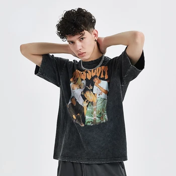 Уличная одежда CHICVOY в стиле хип-хоп, футболка с потертостями в стиле Харадзюку, женская футболка с принтом рэпера, Мужская футболка с коротким рукавом, хлопковые топы Y2K Oversize