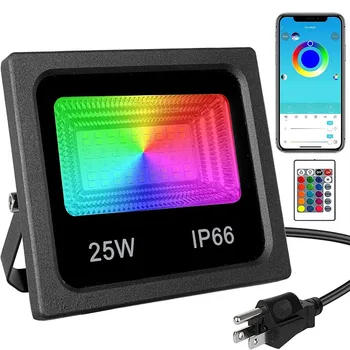 15 Вт 50 Вт Наружный светодиодный прожектор RGBCW с изменением цвета Bluetooth приложение Прожектор IP66 Водонепроницаемый Садовый светильник для вечеринки Сценический светильник