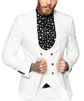 Классический стильный костюм, мужские костюмы, приталенный жилет из 3 предметов, смокинг для жениха, вечерний блейзер певца (куртка + жилет + брюки)