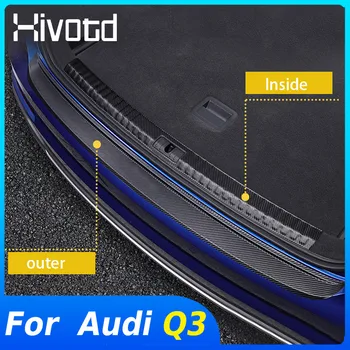 Hivotd Для Audi Q3 2023-2019 Аксессуары Накладка На Порог Багажника Автомобиля Наклейки Протектор Из Углеродистой Кожи Детали Для Защиты От Ударов